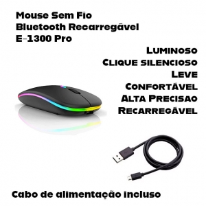 Mouse Sem Fio Bluetooth Recarregável E-1300 Pro