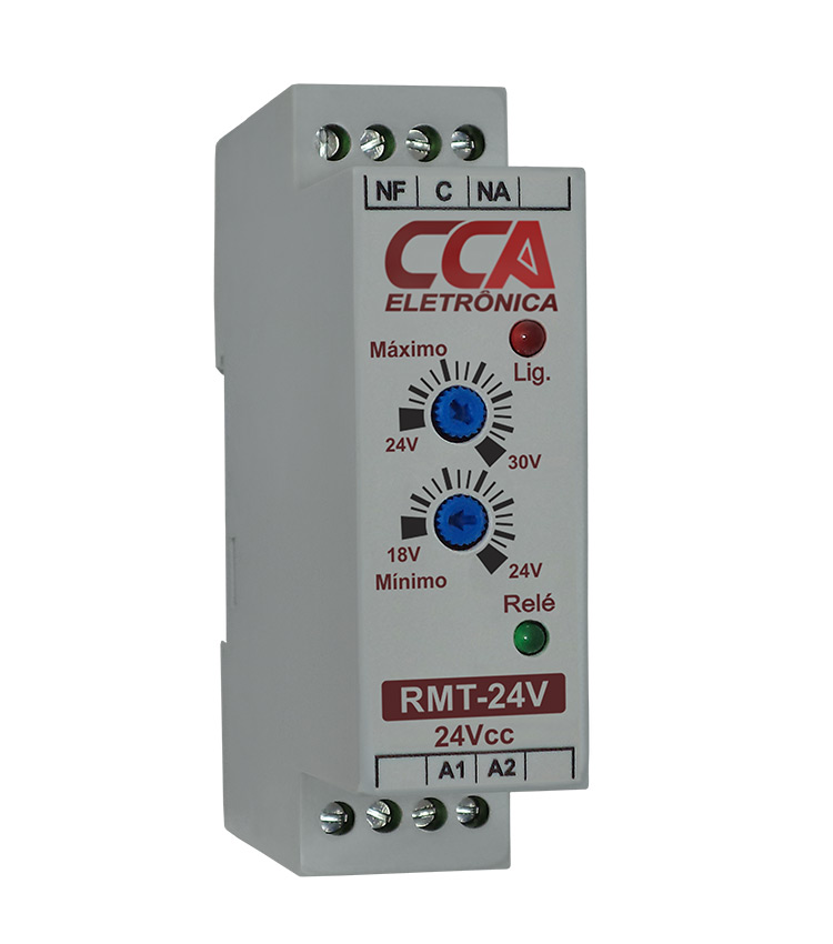 Relé Monitor de Tensão 24Vcc - Ajuste Mínimo (18V~24V) - Máximo (24V~30V)