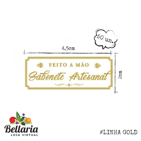 Etiqueta Transparente Dourada - Sabonete Artesanal (50 Unid)