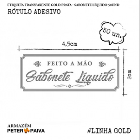 Etiqueta Transparente Gold Prata - Sabonete Líquido (50 Unid)