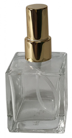 Vidro Cubo com Válvula Spray Dourado Rosca 18/410 50ml