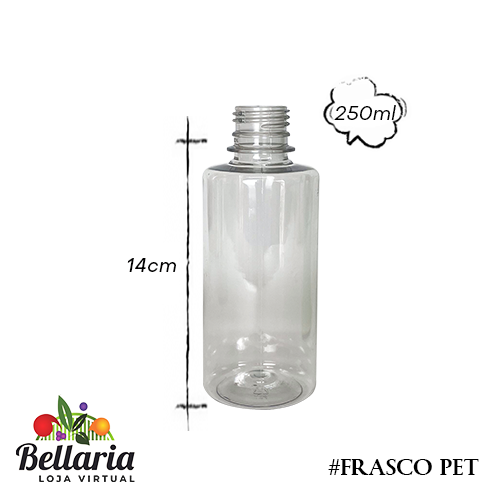 Frasco Pet Redondo Cil Reto G28 250ml  - Loja Bellaria