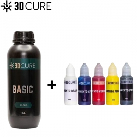 Resina 3d Cure Clear Transparente 1 Kg + Kit De Pigmentos