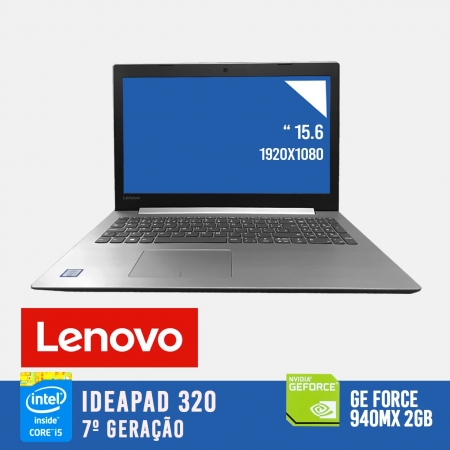 Laptop LENOVO Ideapad 320 i7 de 7a. Geração e Placa de vídeo dedicada NVIDIA GeForce 940MX de 2GB