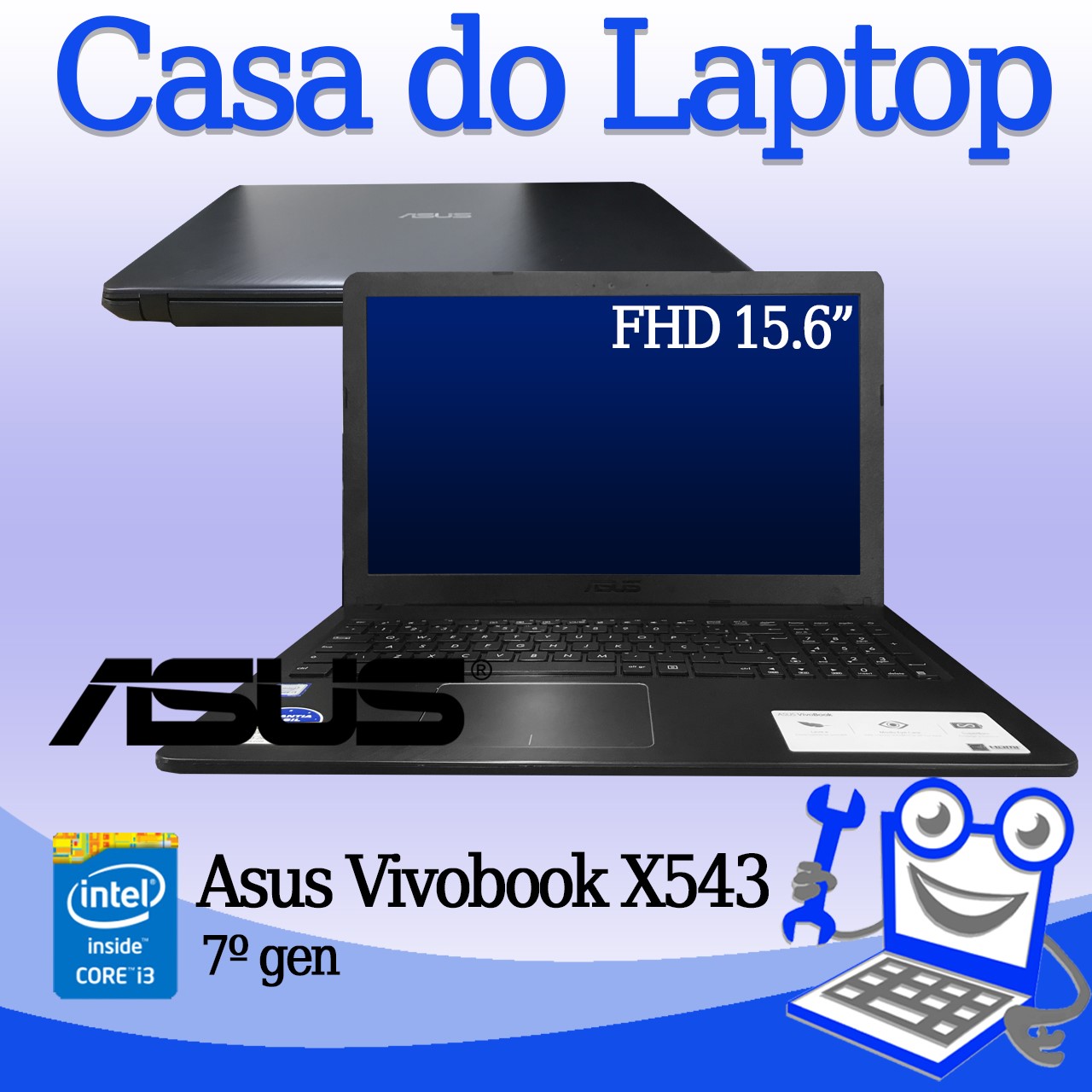 Laptop Asus Vivobook X543UA Intel i3 de 7a. Geração 4GB de memória RAM e 240GB SSD
