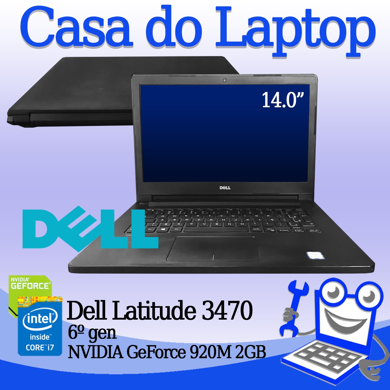 Laptop Dell Latitude 3470 i7 6a. Geração com 12GB memória RAM e 120 GB SSD