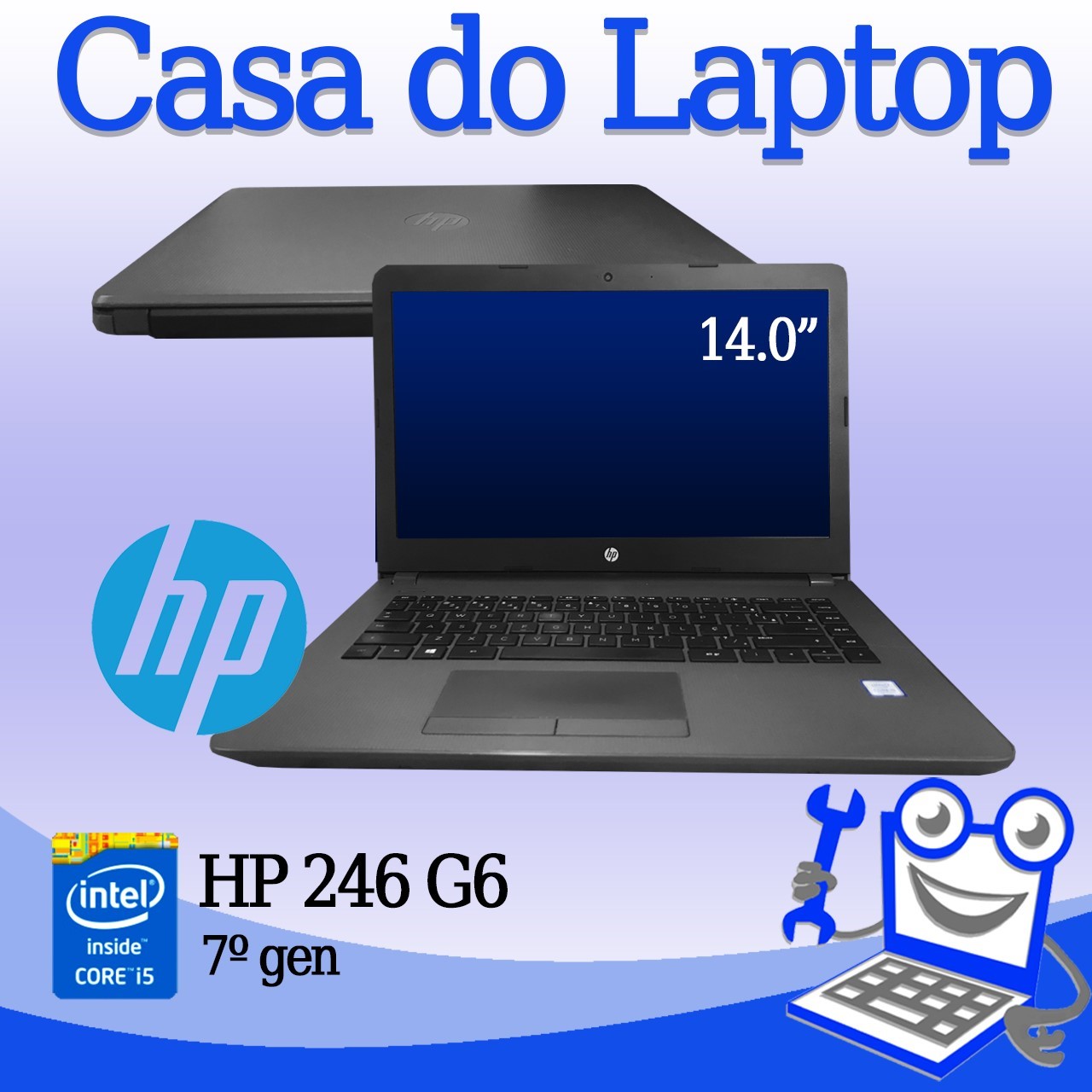 Laptop HP 246 G6 Intel i5 de 7a. Geração 8GB de memória RAM e 500GB Disco