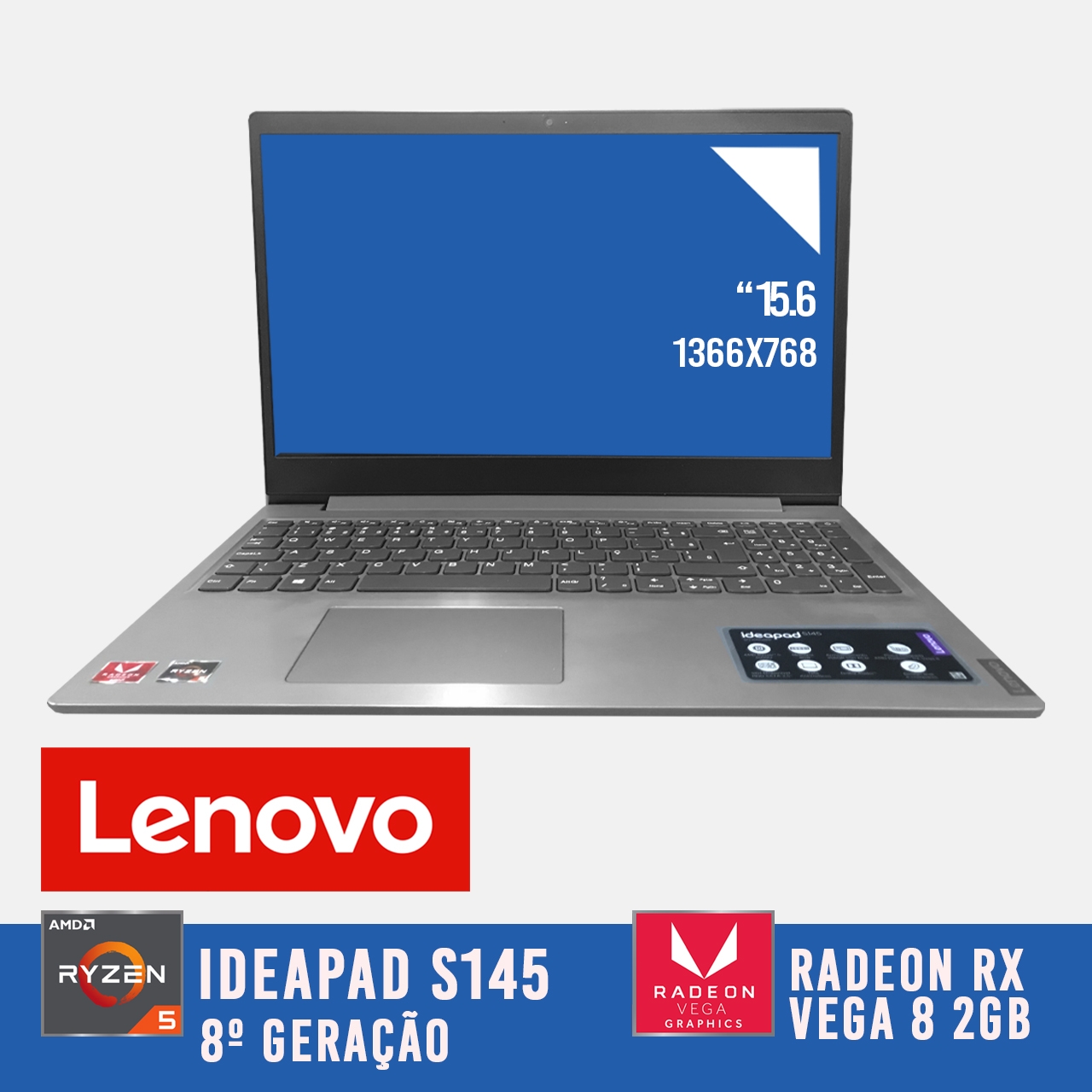 Laptop Lenovo Ideapad S145 AMD Ryzen 5 com AMD Vega 8 2GB de vídeo compartilhado