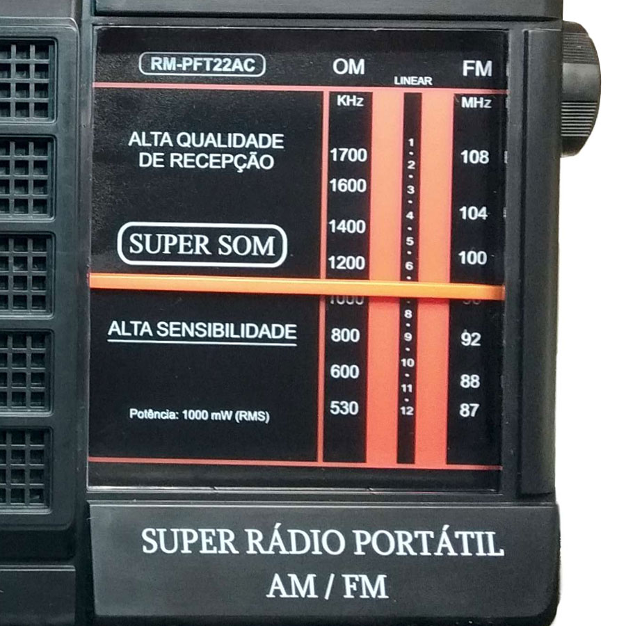 Rádio Portátil 2 Faixas - Rm-PFT22AC - Bivolt 110/220v E Pilhas