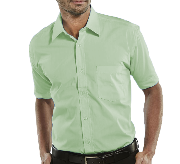 Camisa Social Masculina Manga Curta Verde Claro