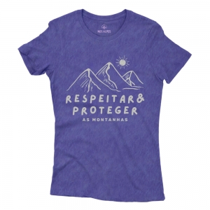 Camiseta Feminina Estonada Respeitar e Proteger as Montanhas