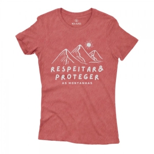 Camiseta Feminina Estonada Respeitar e Proteger as Montanhas