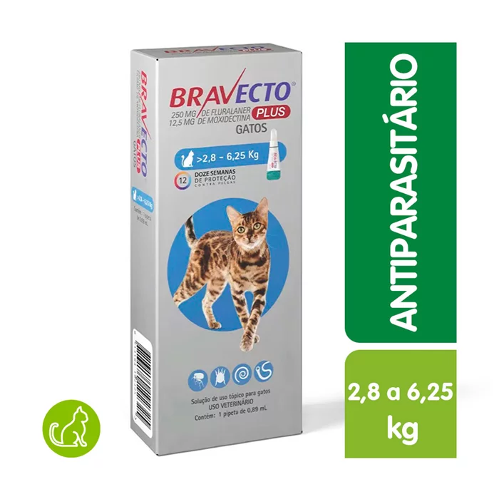 Antipulgas Bravecto Plus Gatos de 2,8 a 6,25kg 250mg