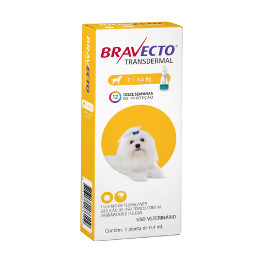 Bravecto Transdermal Antipulgas e Carrapatos Cachorros 2 a 4,5kg 115,5mg