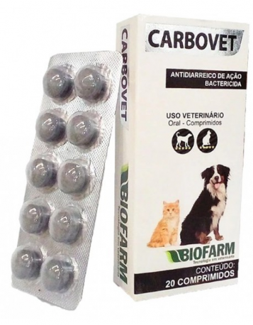 Carbovet 20 Comprimidos Para Cães e Gatos