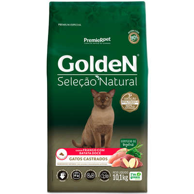 Ração Golden Seleção Natural Gatos Castrados Batata Doce 3kg