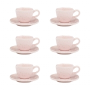 Conjunto de 6 Xícaras de Café com Pires - Ryo Pink Sand - Oxford Porcelanas