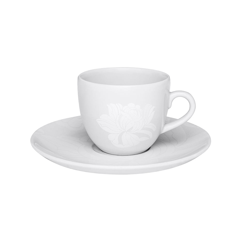 Conjunto de 6 Xícaras de Chá com Pires - Coup Blanc - Oxford Porcelanas