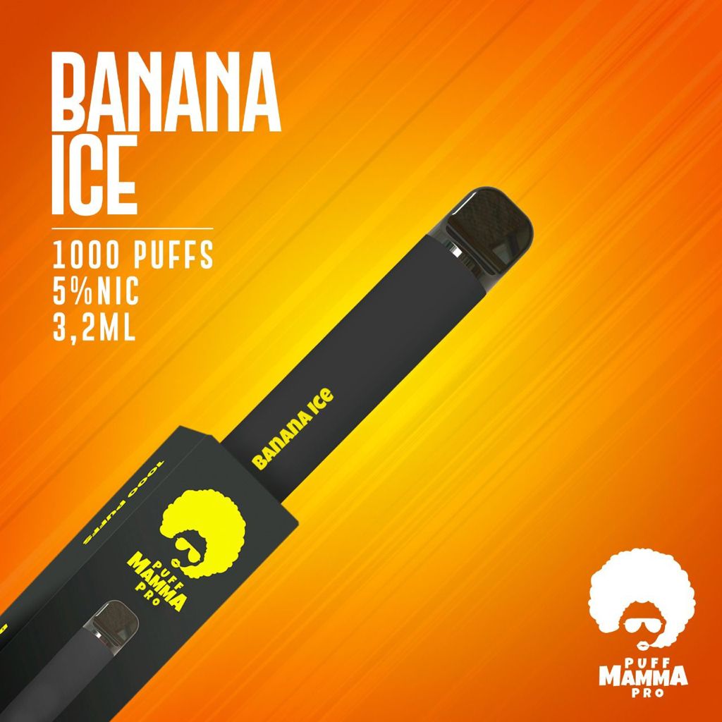 Pod descartável Puff Mamma - Pro - 1000 Puffs - Banana Ice