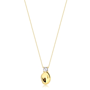 Colar com pingente Jade oval com ponto de luz cristal banhado a ouro 18k