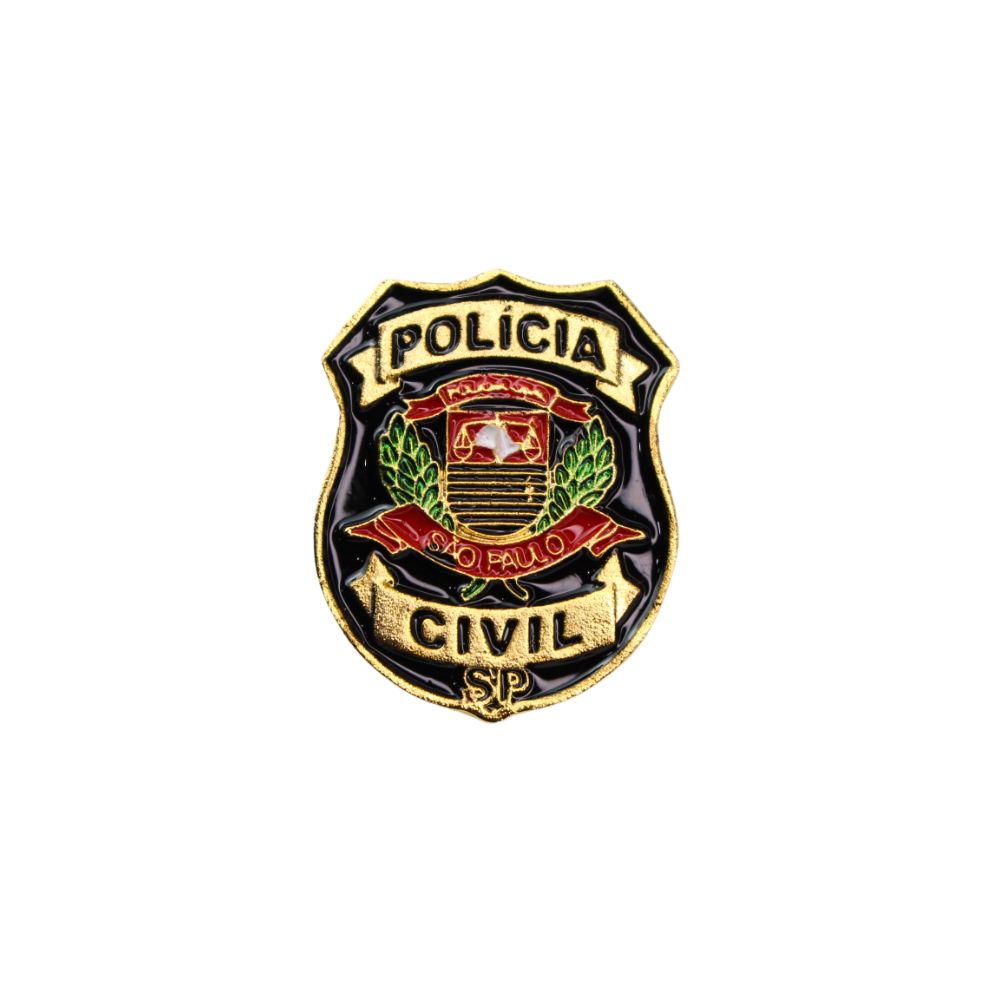 PIN BOTTON BRASÃO POLÍCIA CIVIL/ SP FUNDO PRETO (PEQUENO) - DOURADO