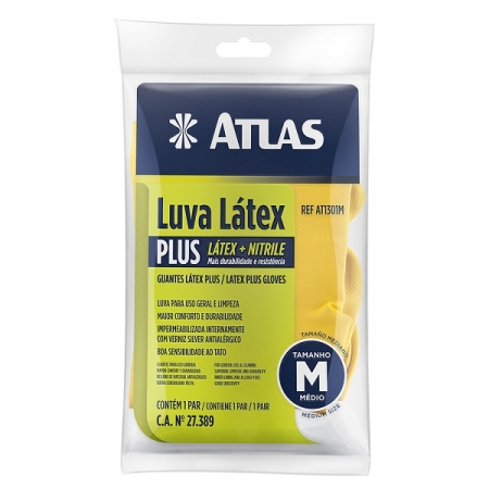 Luva em Latex Plus Amarelo Média - Atlas