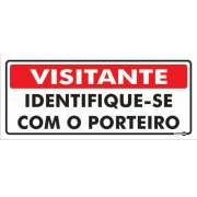 Placa Sinalização  Visitante Ident C/ Porteiro 30x13cm - Encartale