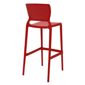Cadeira Safira Summa Alta Bar em Polipropileno e Fibra de Vidro Vermelho - Tramontina