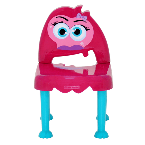 Cadeira Infantil Tramontina Monster em Polipropileno Rosa com Base Azul