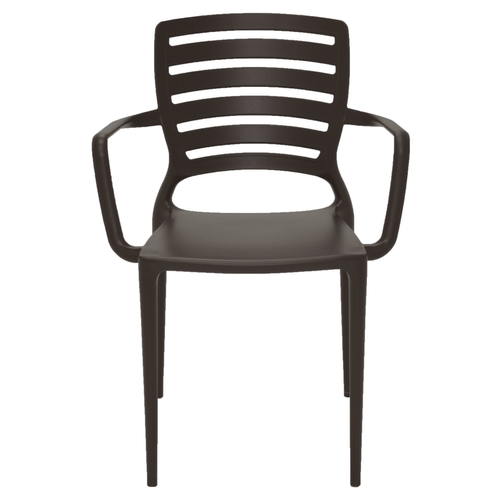 Cadeira Tramontina Sofia Summa com Encosto Horizontal e Braços em Polipropileno e Fibra de Vidro Marrom