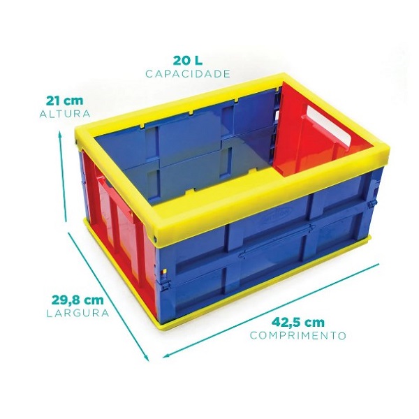 Caixa Prática Organizadora Dobrável de 20 litros na cor Colorida - Nitron