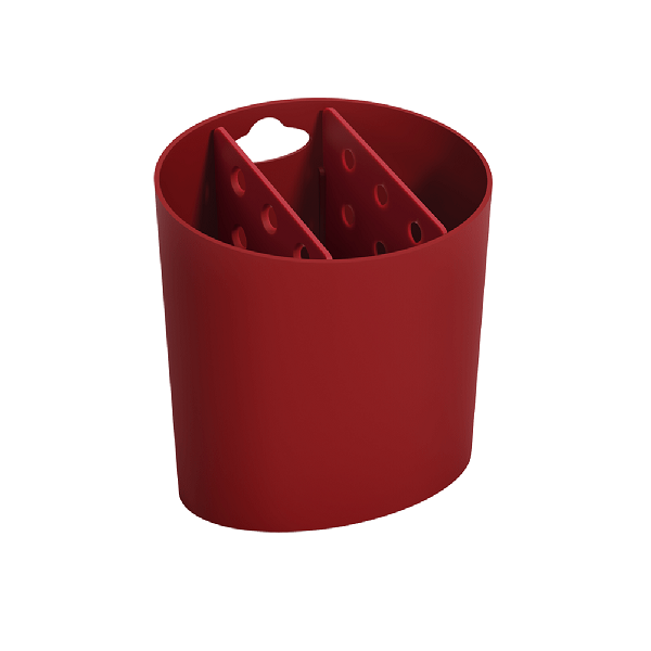 Escorredor de talheres oval Basic 13,8 x 10,5 x 14,4 cm na cor Vermelho Bold - Coza