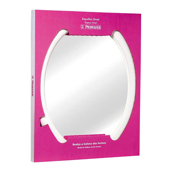 Espelho Emoldurado Oval plástico de parede na cor Branco - Atlas
