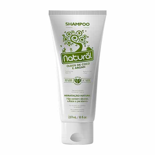 Shampoo Natural Com Oleo De Coco E Argan - 237ml - Orgânico Natural