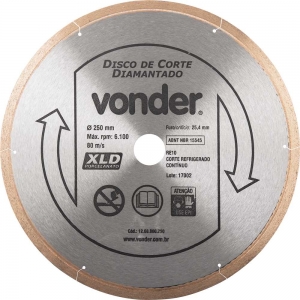 Disco de Corte Diamantado 250 mm Contínuo para Porcelanato Vonder