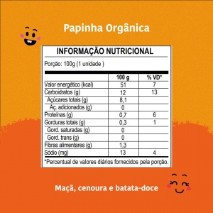 Papinha Orgânica de Maçã, Cenoura e Batata-Doce - 100g