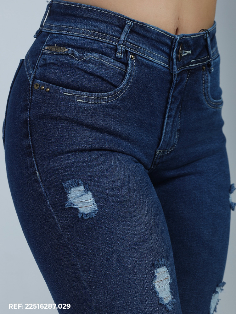 Calça Jeans Cropped Azul Clássico Ultra Modeladora com Destoyed  - Edex Jeans