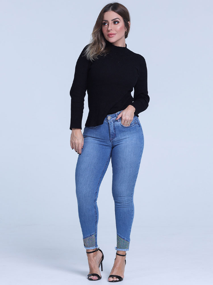 Calça Cropped Feminina Niina Safira - Edex Jeans