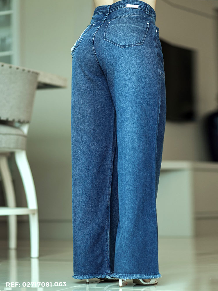 Calça Feminina Wide Leg Vazado - Edex Jeans