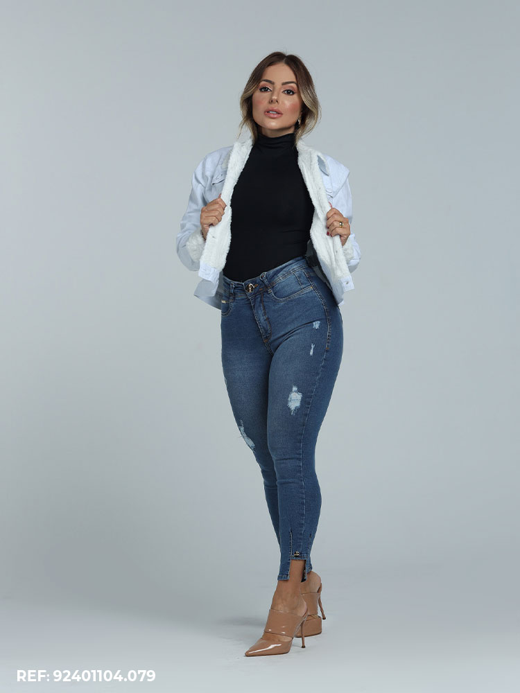 Jaqueta Feminina Cropped Pelo Diamante - Edex Jeans
