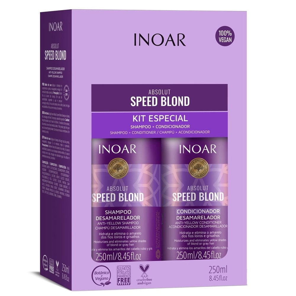 Kit Speed Blond Desamarelador Loiro 2x250ml (Shampoo + Condicionador) - Inoar