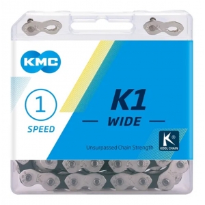 Corrente bike Kmc K1 Wide Prata 112 Ellos Fixa Singles E Bmx