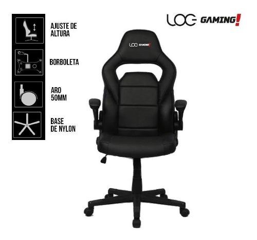 Cadeira Gamer Log Gaming Giratória Kw-7308 F Preta