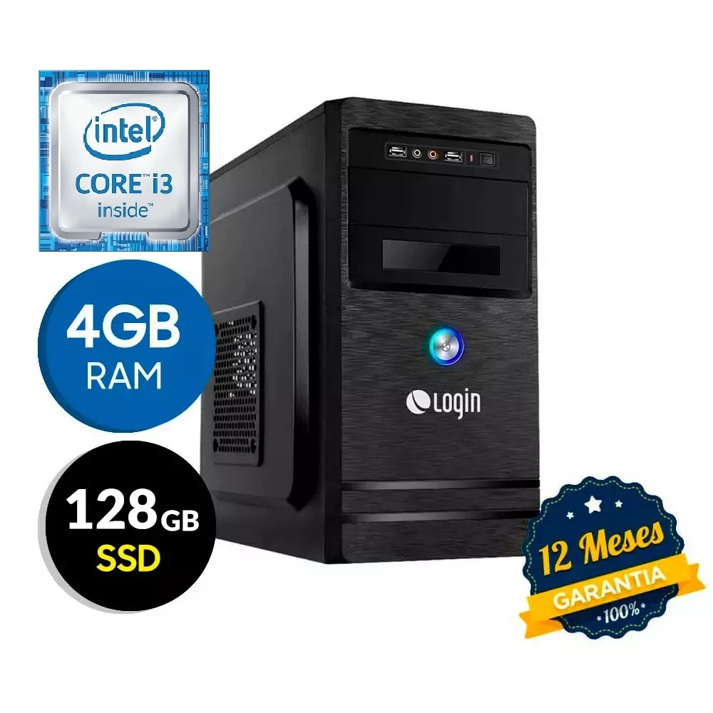 Computador Desktop Login Intel Core i3 4GB RAM 128GB SSD Linux