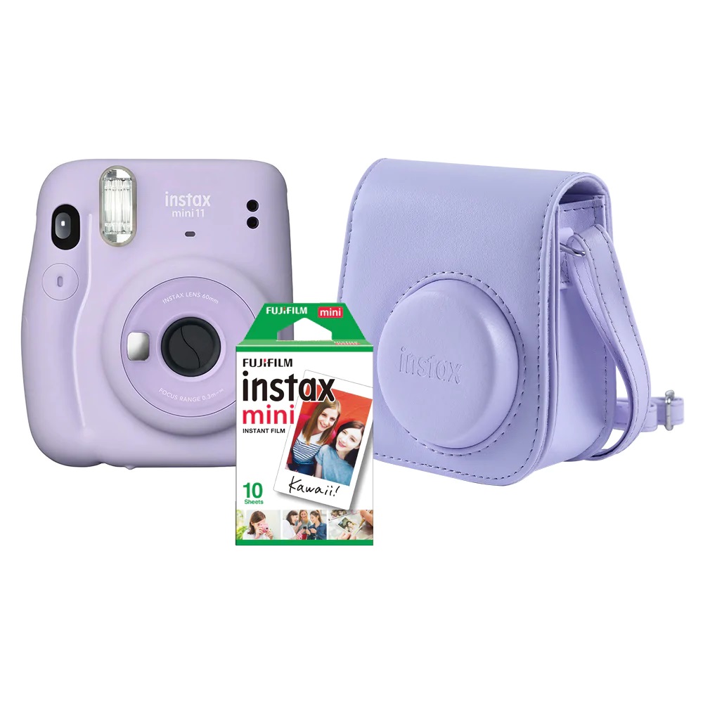 Kit Câmera Fujifilm, Instax Mini 11, Com Pack 10 Fotos E Bolsa, Lilás