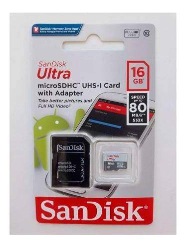 Micro Sd 16gb Ultra C10 / Sdsquns Sandisk