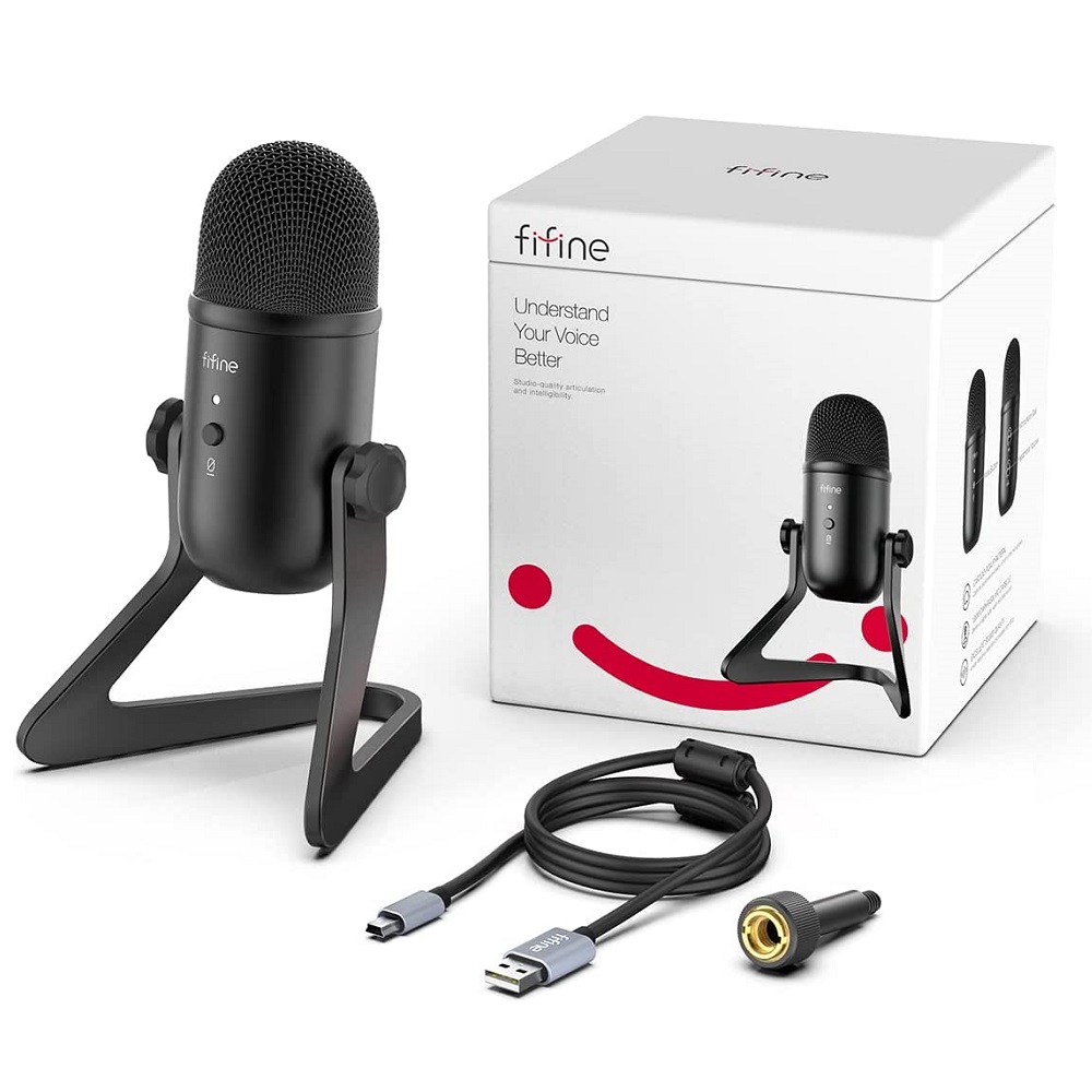Microfone Condensador Usb Fifine K678 Preto