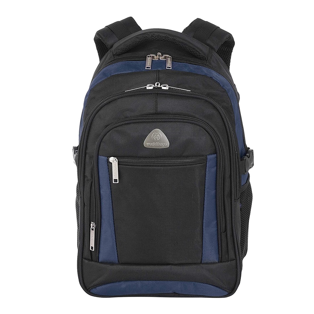 Mochila Para Notebook Executiva World Bags Linha Office O-1105C Preta e Azul
