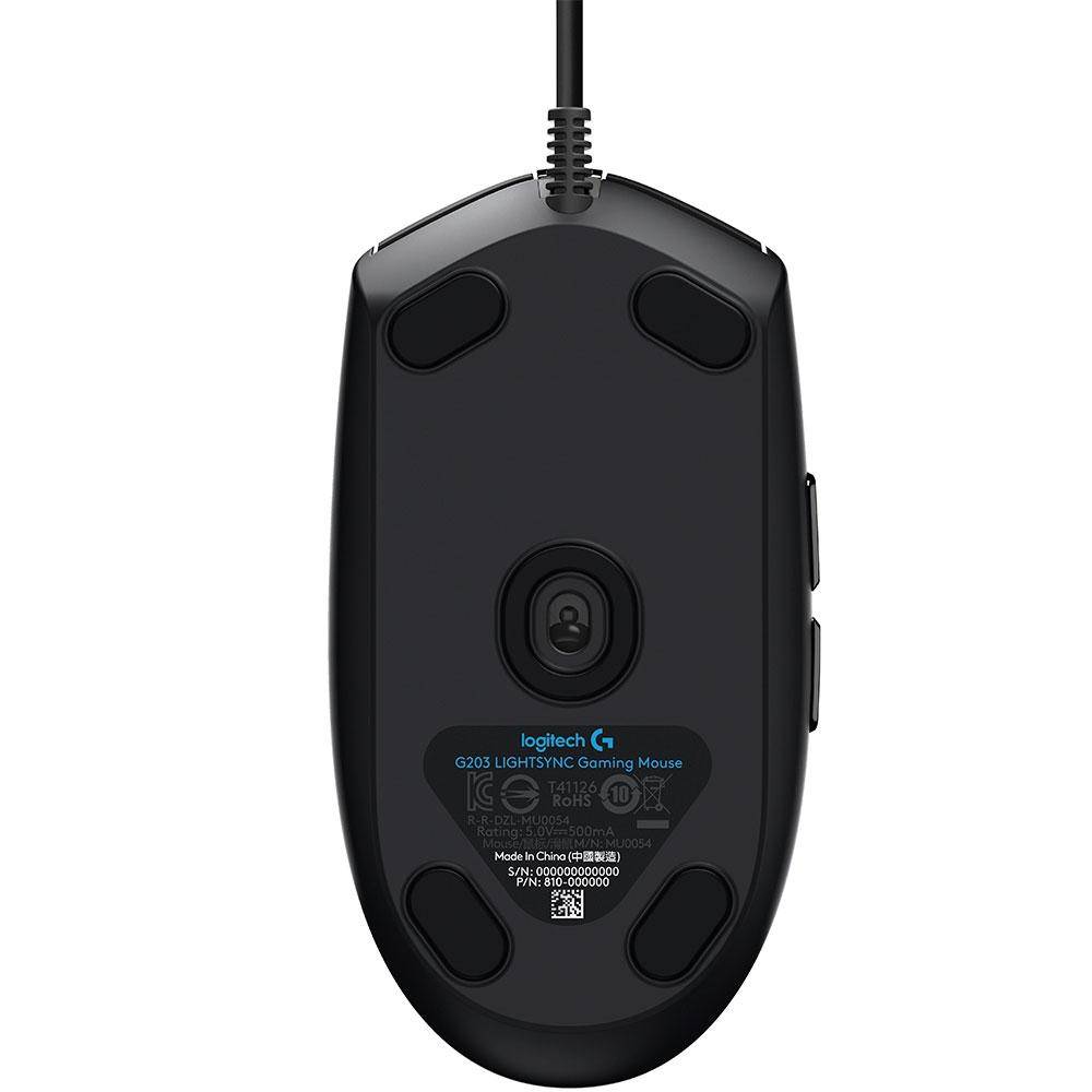 Mouse Gamer Logitech G203 RGB 6 Botões 8000 DPI Preto 910-005793