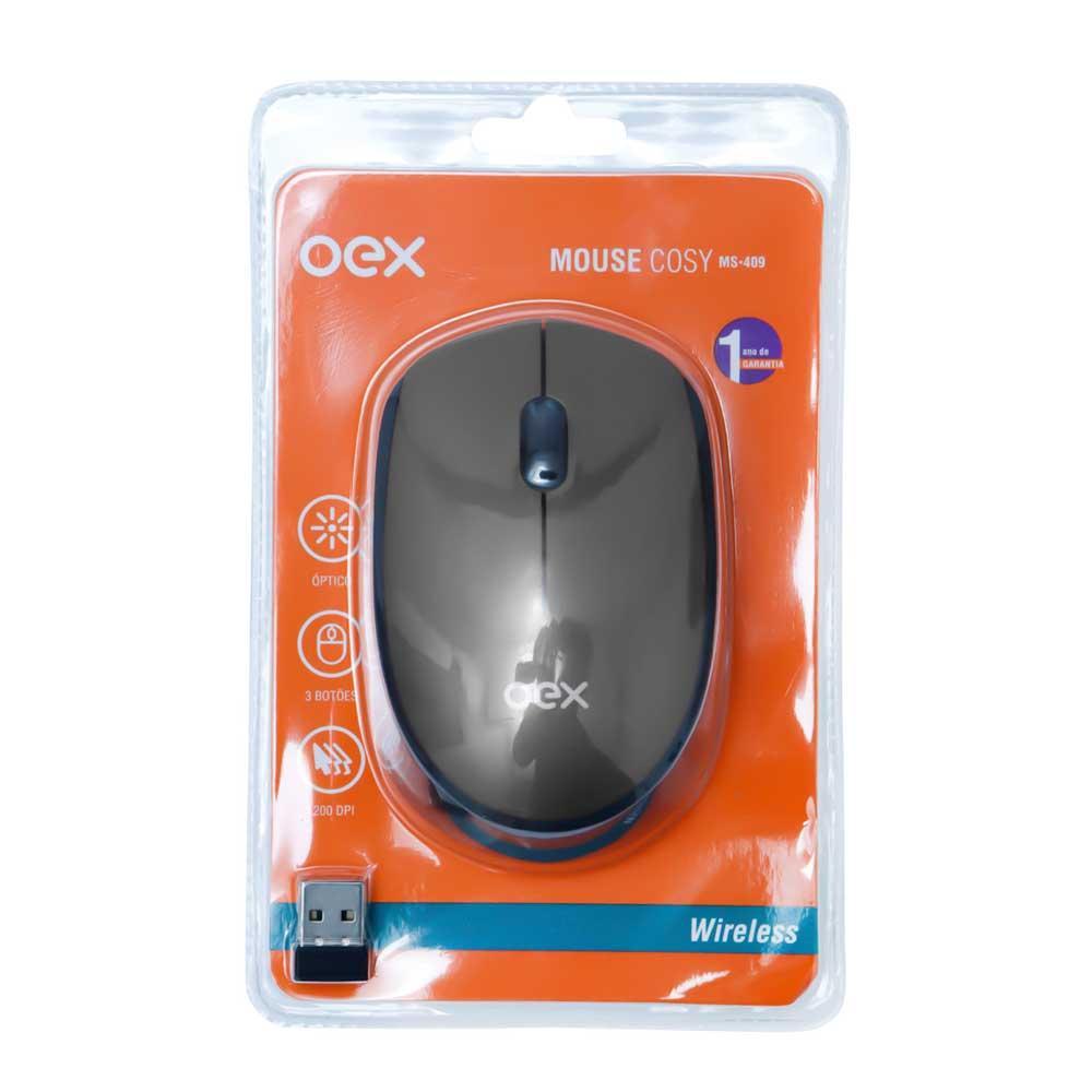 Mouse Oex Cosy Sem Fio Wireless 1200dpi Ms409 Cinza
